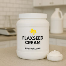 Load image into Gallery viewer, Half gallon jar of Texas WNBS Flaxseed Cream with logo, whipped natural hair cream for salons and wholesale