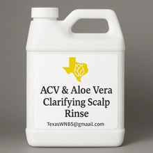 Load image into Gallery viewer, Stylist showing TXWNBS ACV &amp; Aloe Vera Clarifying Scalp Rinse bottle to client at salon shampoo bowl – scalp detox for locs, braids, and protective styles.
